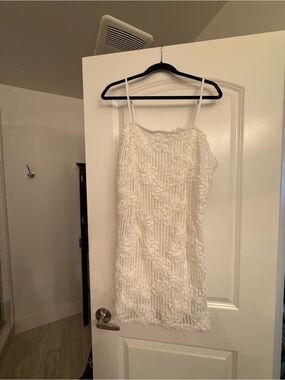 White textured mini dress